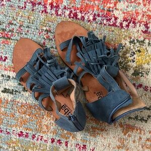 Diba Blue Fringe Sandals